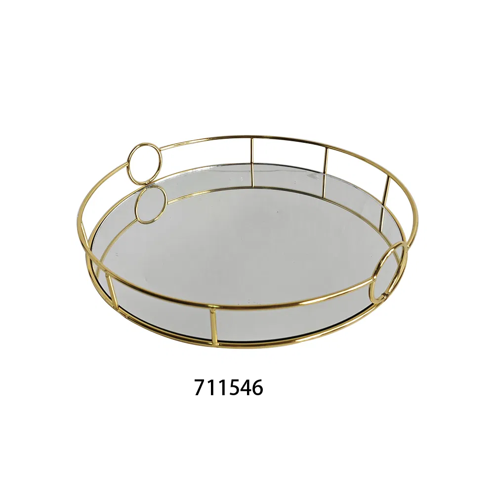 Hot Sale Gold Metal Mirror Tray Dresser Tray Metal Decorative Jewelry Organizer Tray