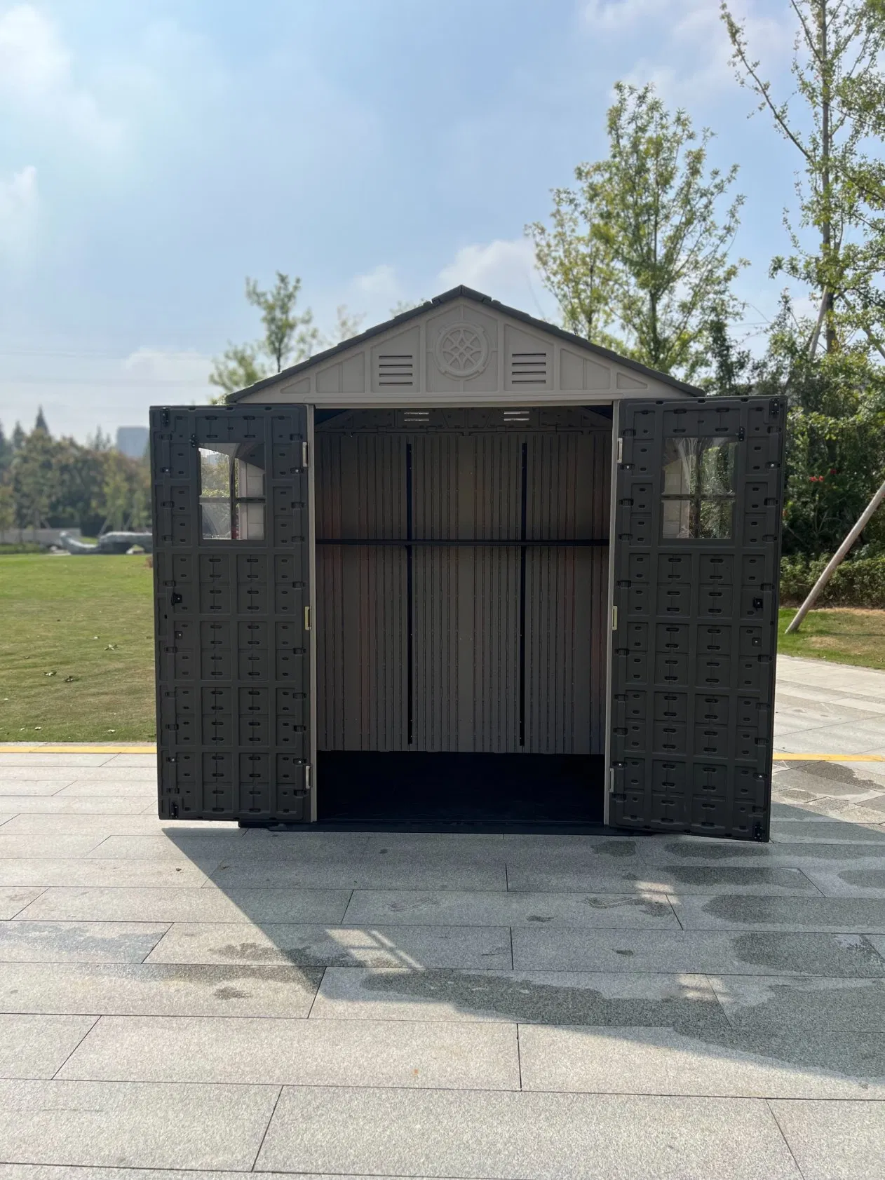 Large Capacity Plastic Storage Shed Designed for Outdoor Tools and Garden Accessories