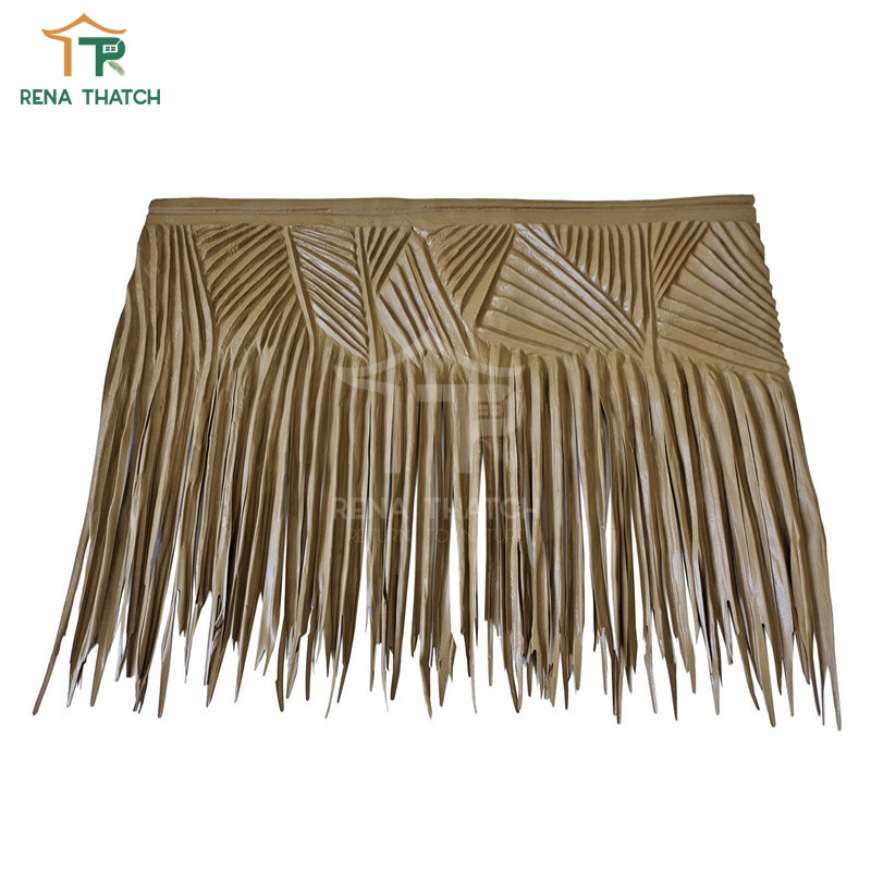 Waterproof and Fire Rated Artificial HDPE Palm Leaves Roof Synthetic Palm Leaf Factory
