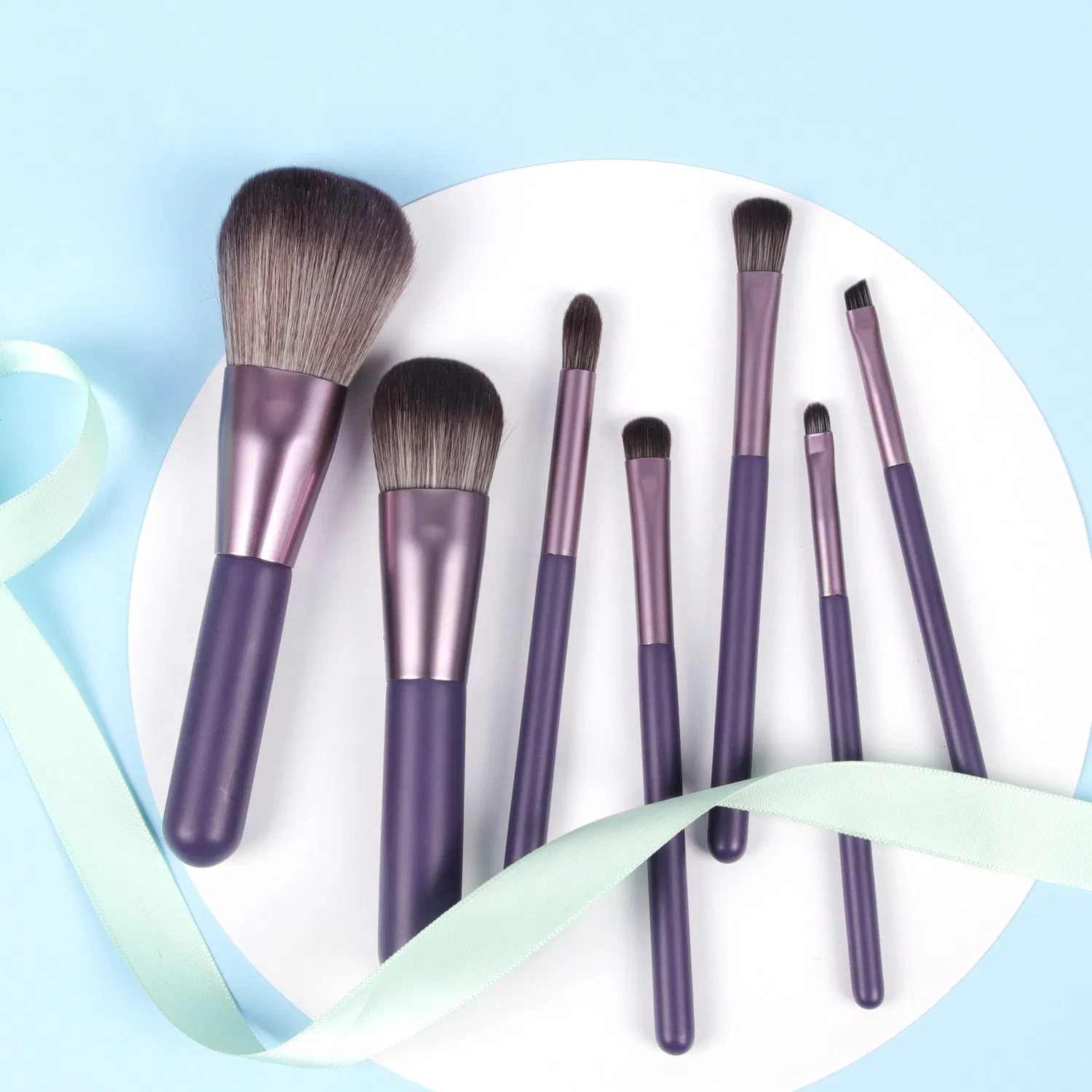 Private Label Wholesale 7PCS Premium Synthetic Vegan Brush Manufacturer Powder Concealers Eye Shadows OEM Makeup Brush Set