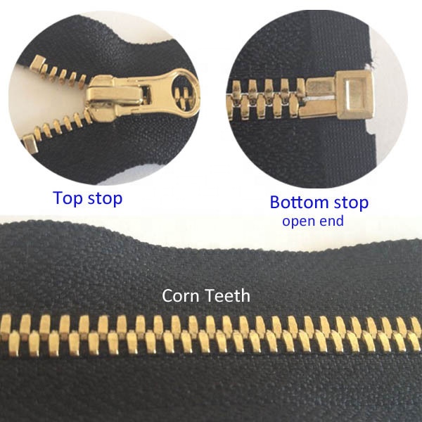 Молнии металлические латунные для одежды и обуви