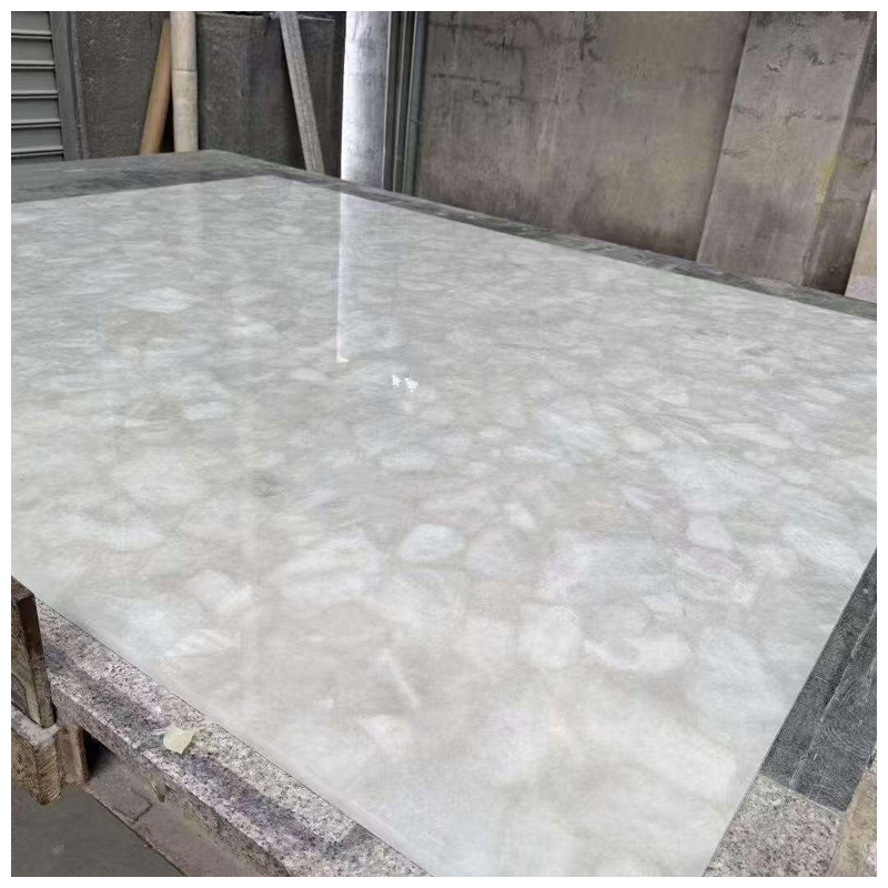 Translucent Pure White Crystal Slabs for Countertops and Tiles