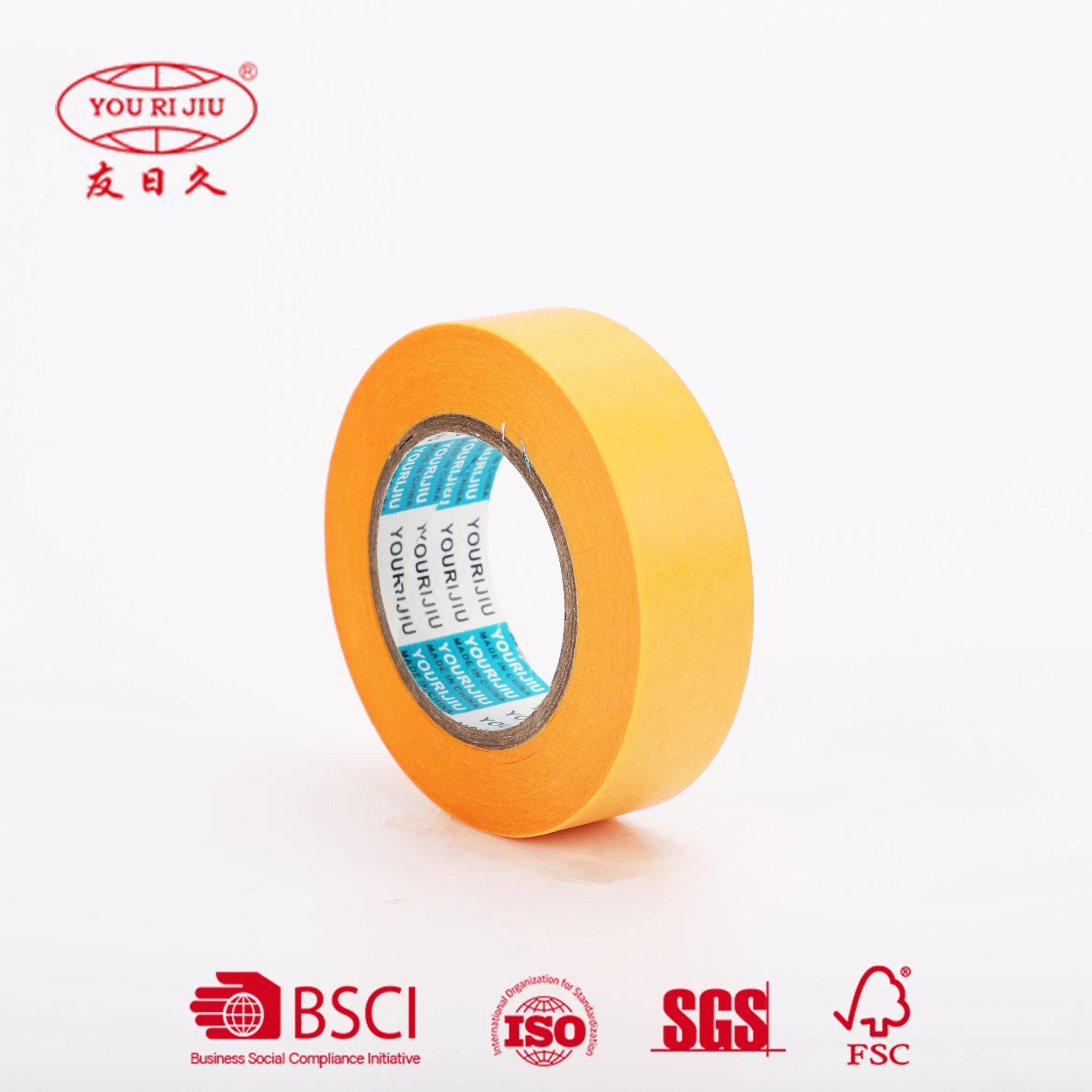 Yourijiu Removable No Residue Smooth Surface Waterbased Solvent Anti-Nitro Orange Green Washi Paper Adhesive Tape for Sports Equipment
