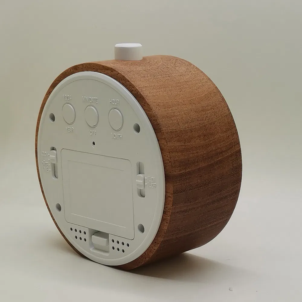 Natural Wood LCD Alarm Clock with Snooze Smart Design