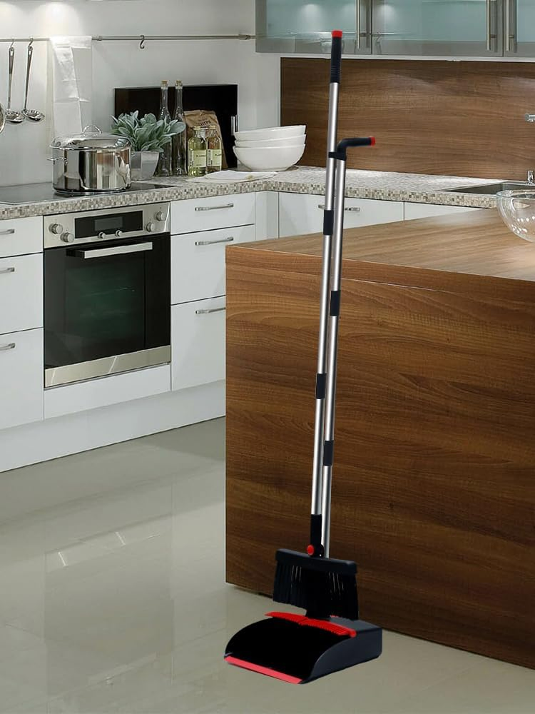 Household Telescopic Handle Broom and Dustpan with Dustpan Teeth