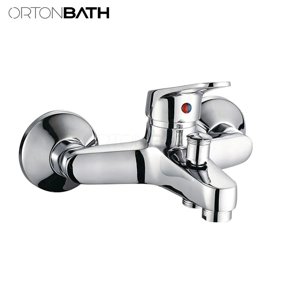 Ortonbath Wall Mount Bath Shower Mixer Tap Modern Shower Tap with Bathtub Spout, Single Lever Mixer Tap for Shower Shower Faucet Solid Brass Chrome