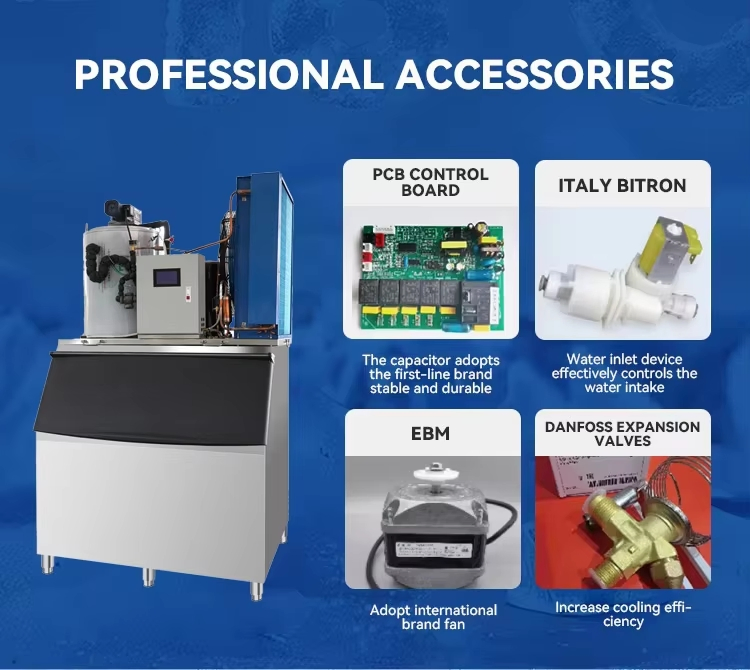 Large Capacity Commercial Automatic Flake Ice Machines for Fishery/Food Processing Plants