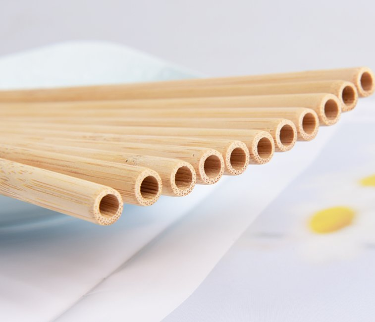 Custom Logo 20*0.7cm OPP Bag Package Carbonized Natural Bamboo Straw