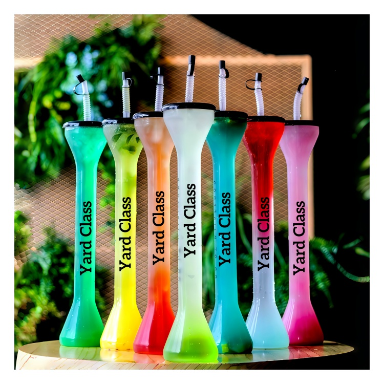 Многоразовые пластиковые стаканы 32 oz с крышкой и трубочкой