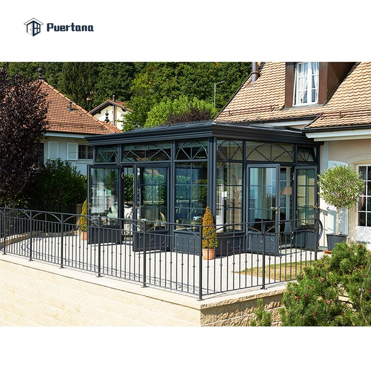 Straight Glass Roof Sunroom or Patio Room with Aluminum Frame