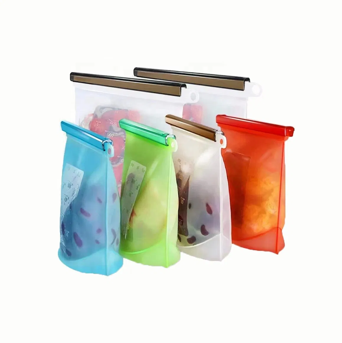 Factory Custom Resealable Food Grade Silicone Vacuum Compressed Bag Clear Zippered Collapsible Embossed Outdoor Camping Storage Bag