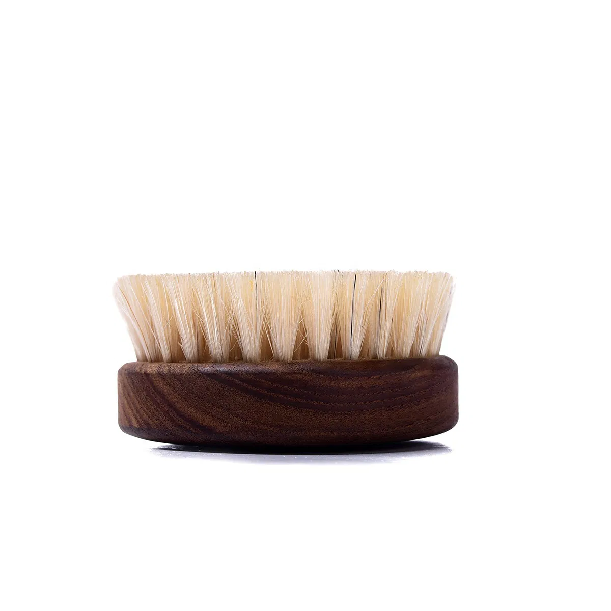 Round Walnut Wood Brush Bath Scrub Brush Dry Clean Remove Brush Boar Bristle Beard Brush
