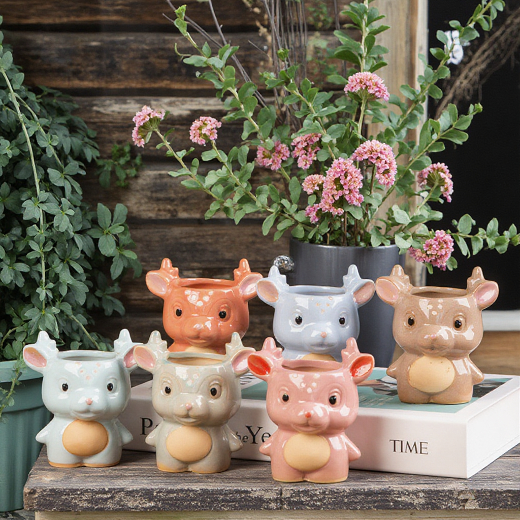 Горшки керамические мини для цветов олень