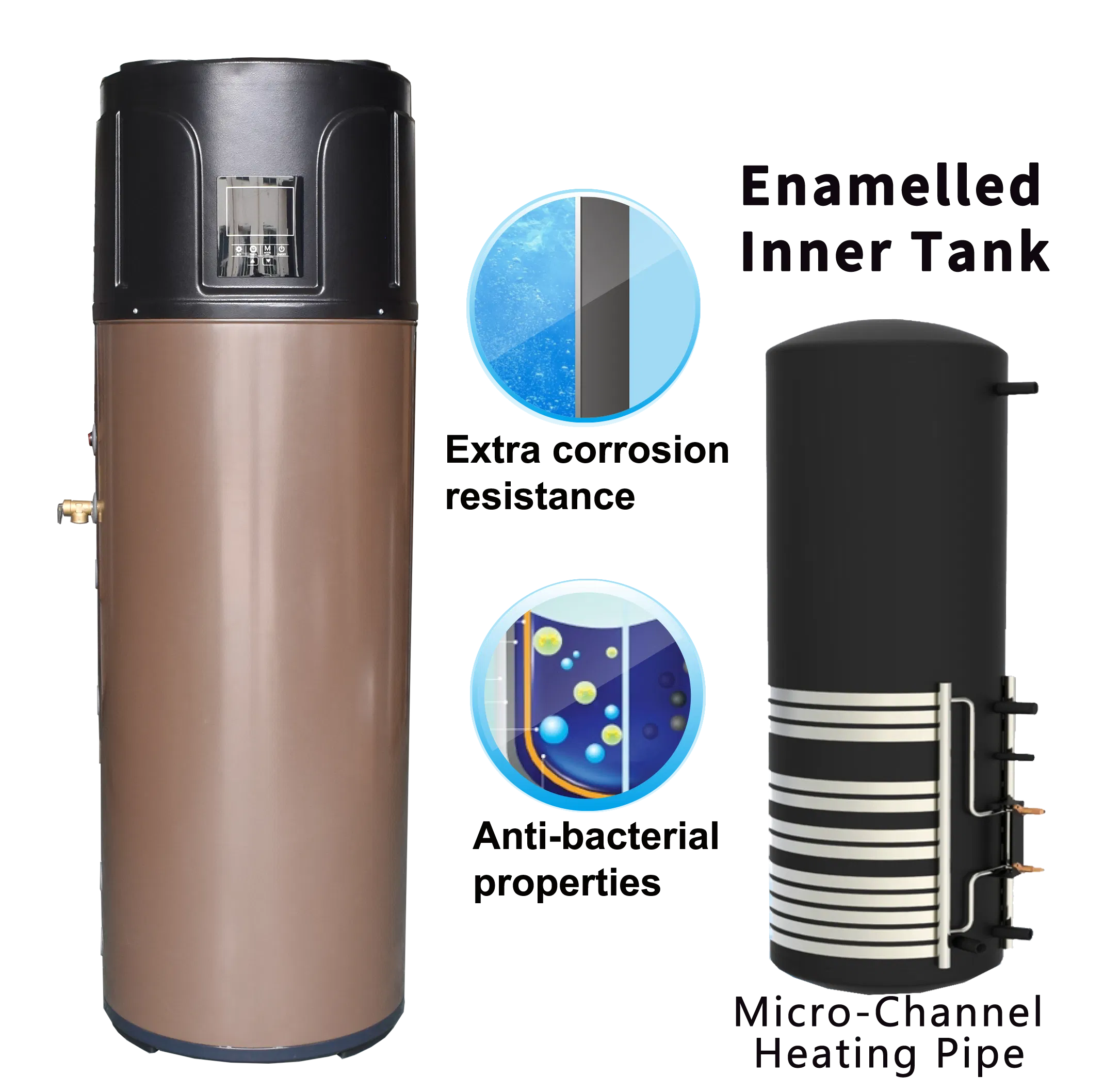 Quiet 1kw Heating a+ R290 200L All-in-One 65D Hot Water Heater Pump