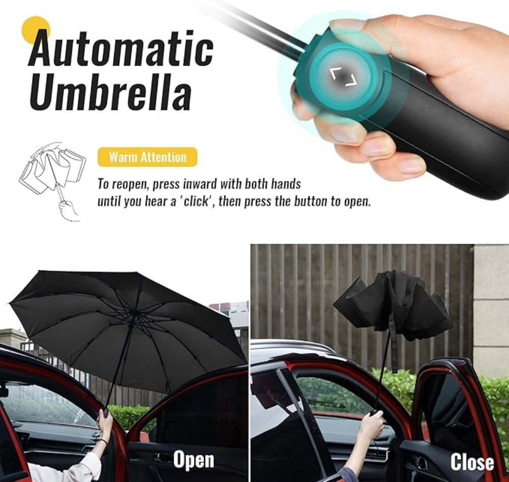 Inverted Folding Umbrella with 10 Ribs Automatic Open and Close for Travel