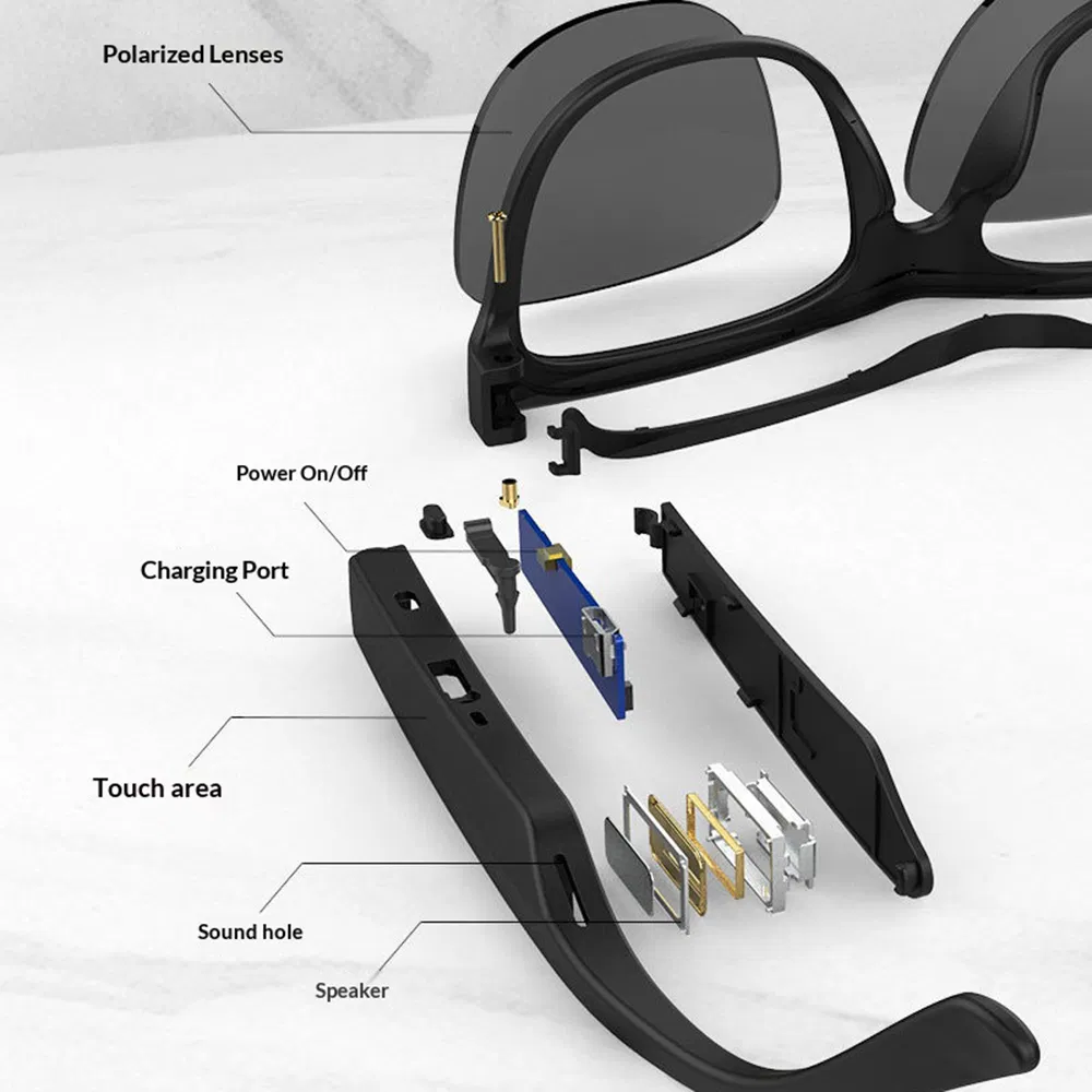 Smart Bluetooth-Compatible Glasses, UV Protection Music Player Sunglasses for Android & Ios - Red