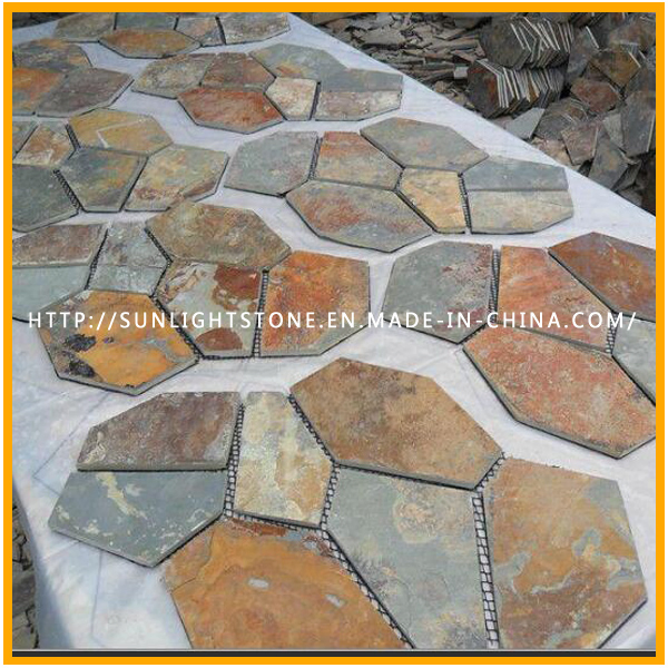 Exterior Natural Stone Pavement Rustic/Rusty Slate Walkway Flagstone for Garden
