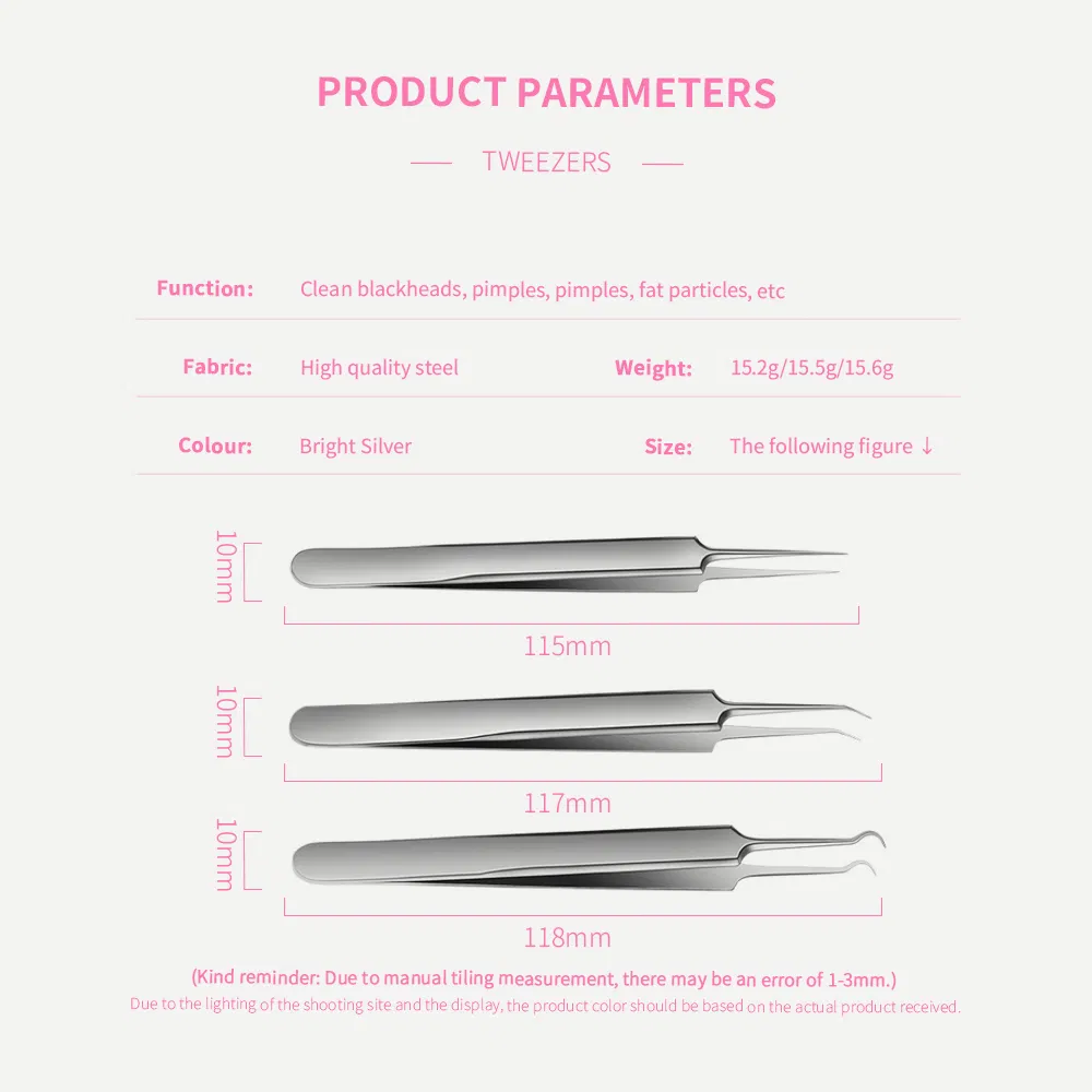 Pointed Tip Stainless Steel Multipurpose Eyelash Extension Tweezers Set