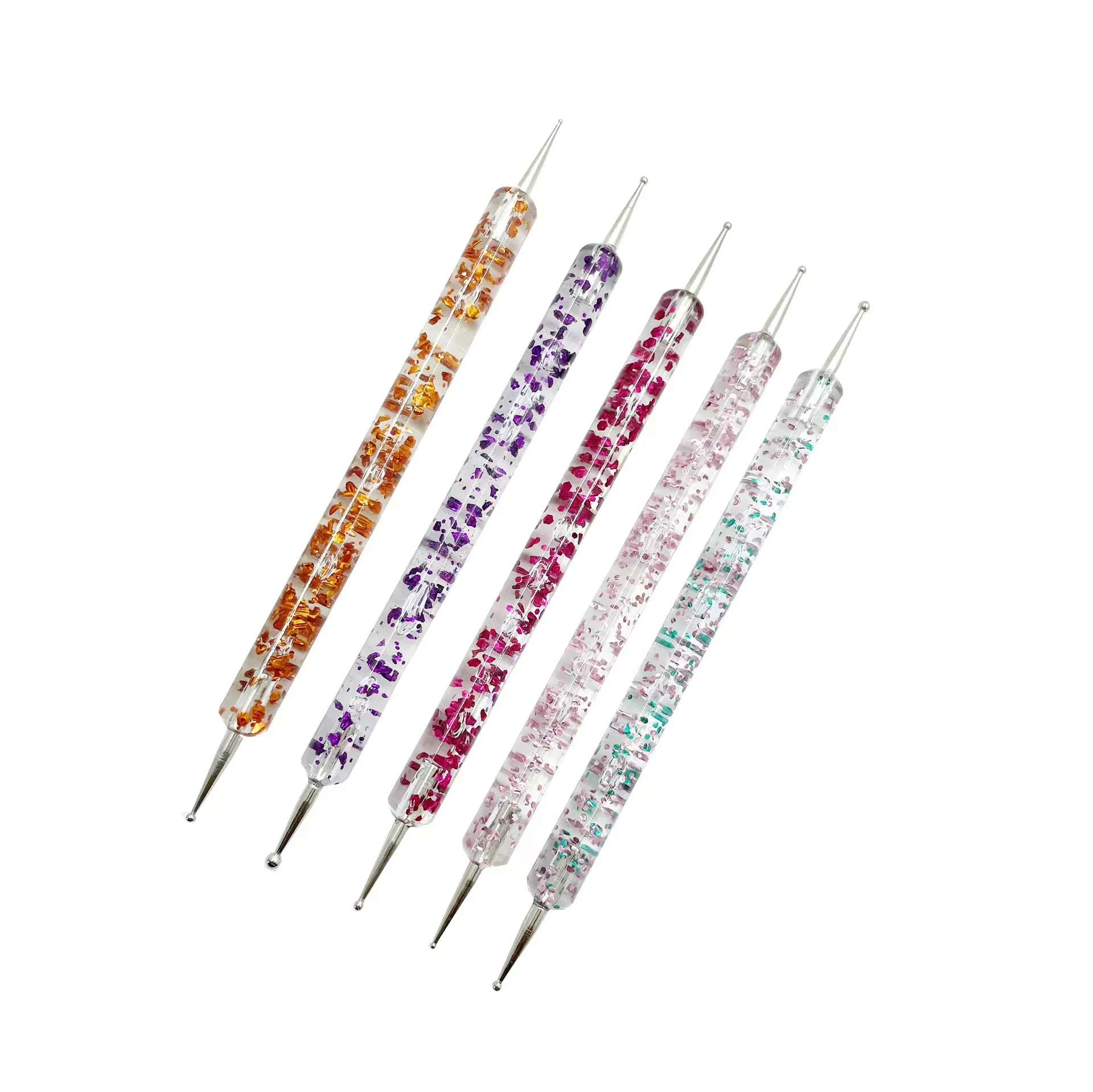 5PCS/Set Rhinestones Picker Nail Art Painting Dotting Pen Double Metal Head Nail Brush Set for Manicure Tools