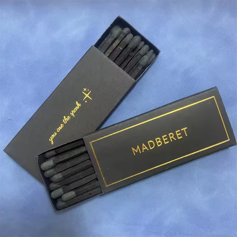 Factory Safe Long Matches Hotel Customized Stamping Golden Logo Match Box Matches for Candle