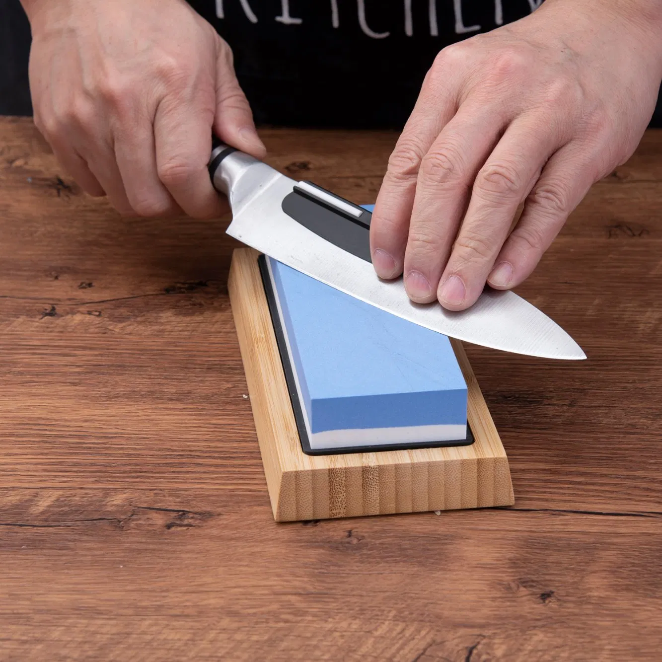 1000/6000 Grit Knife Sharpening Stone with Angle Guide Non-Slip Bamboo Base