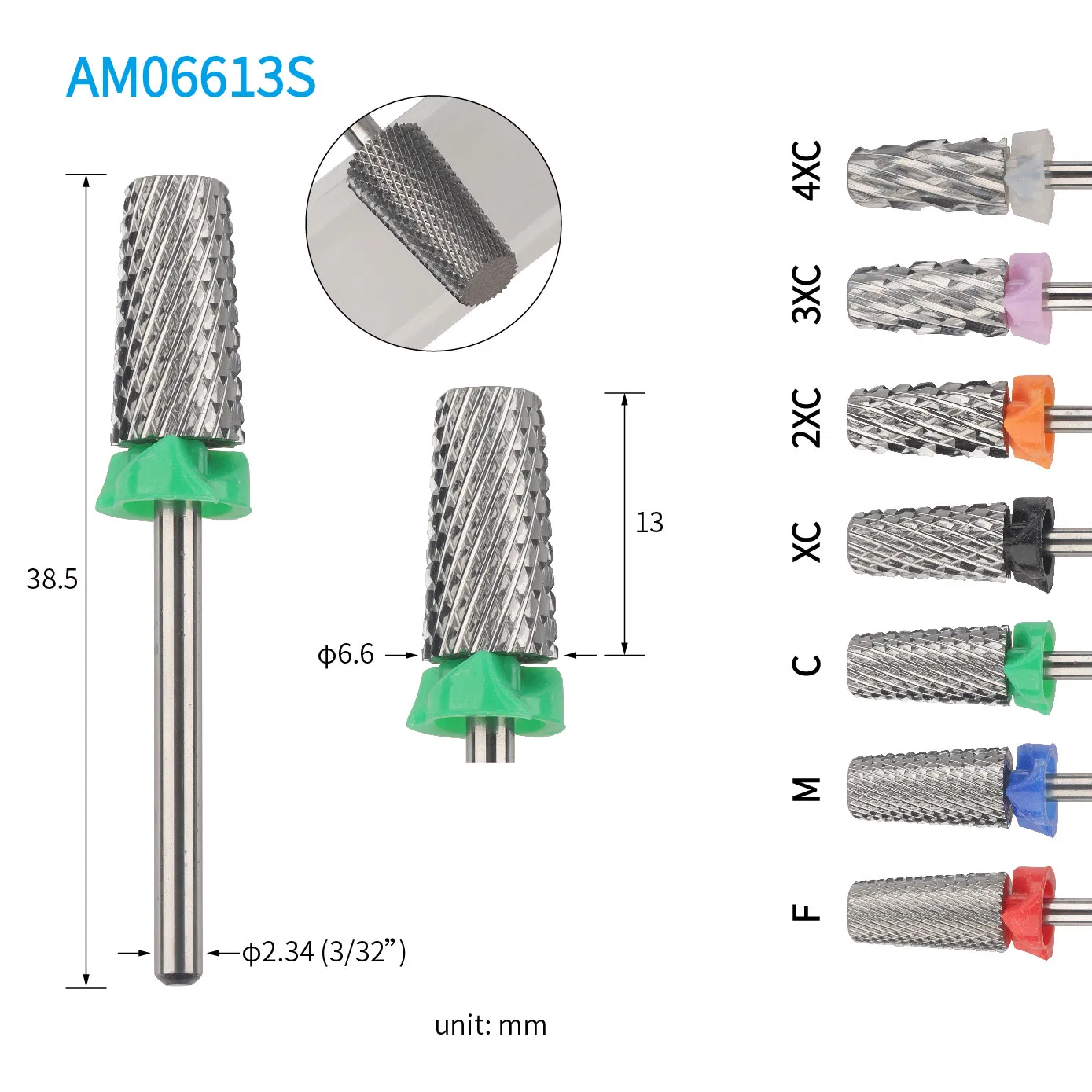 Am06613s 3/32" Shank Taper Barrel Carbide Nail Drill Bit