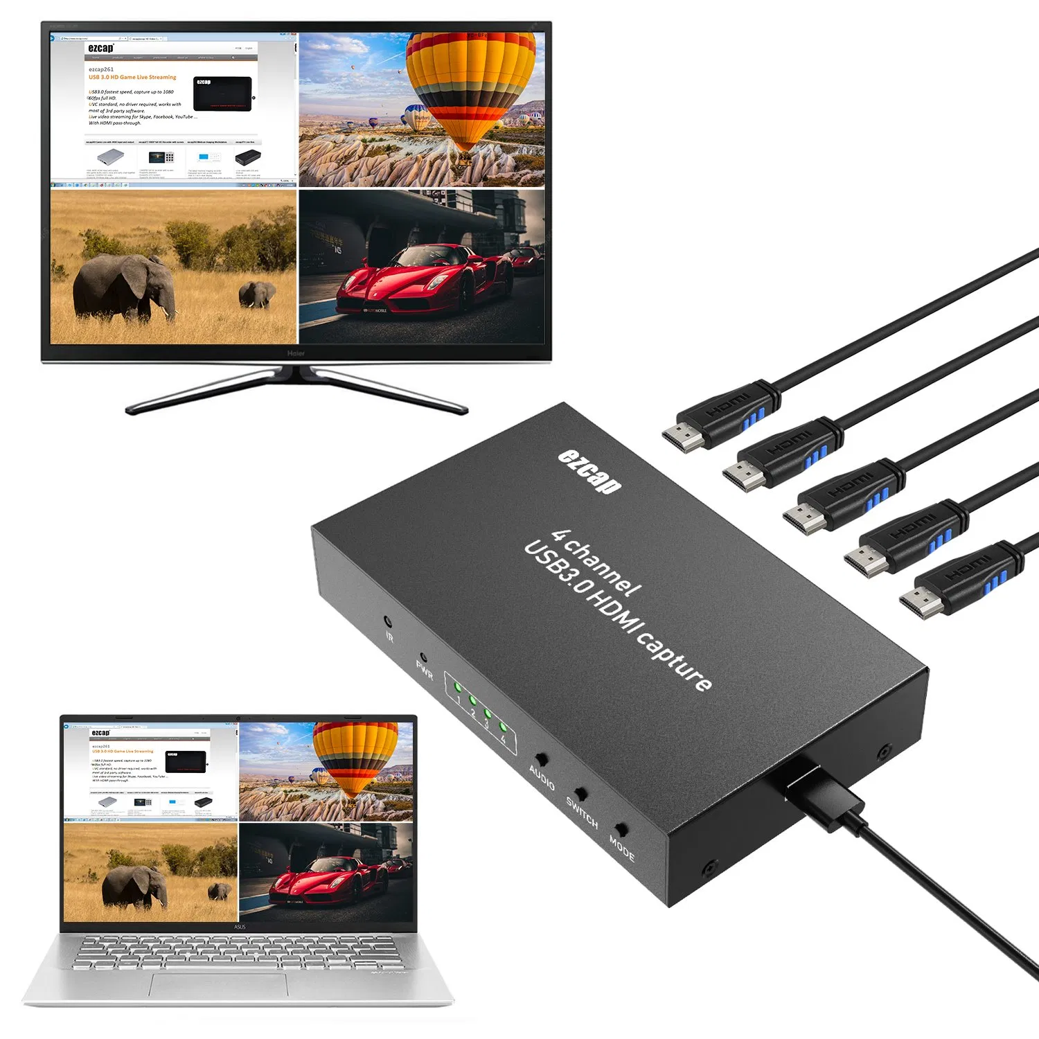 Ezcap264 4-в-1: USB 3.0 видеозахват и коммутатор 4 HDMI