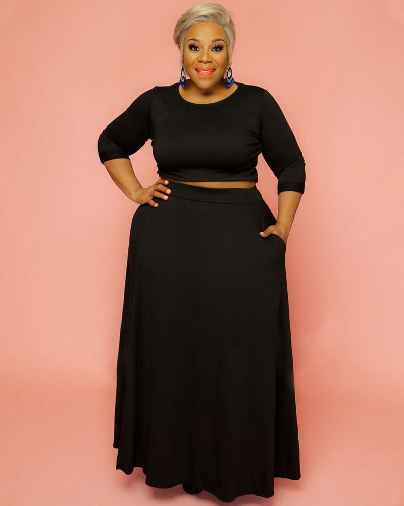 Комплект женский осенний высокая талия с разрезом длинный рукав