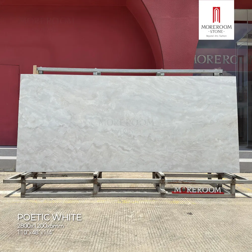 White Artificial Onyx Slab Polished Surface Sintered Stone Tiles for Indoor Wall
