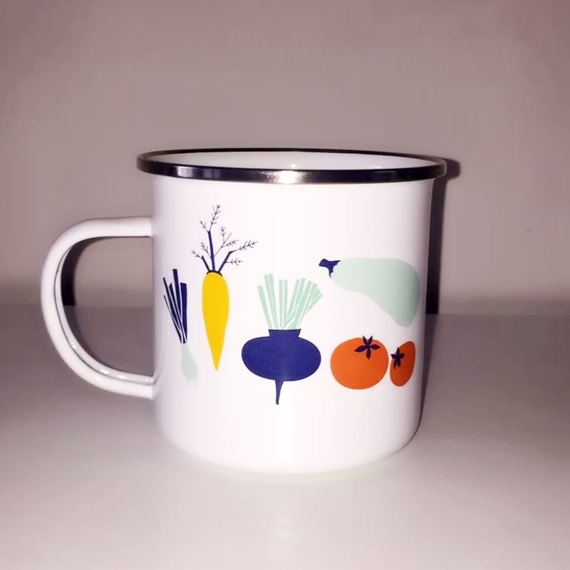 8cm Enamelware Campling Cup Stainless Steel Rim Kitchenware Tools Enamel Mug