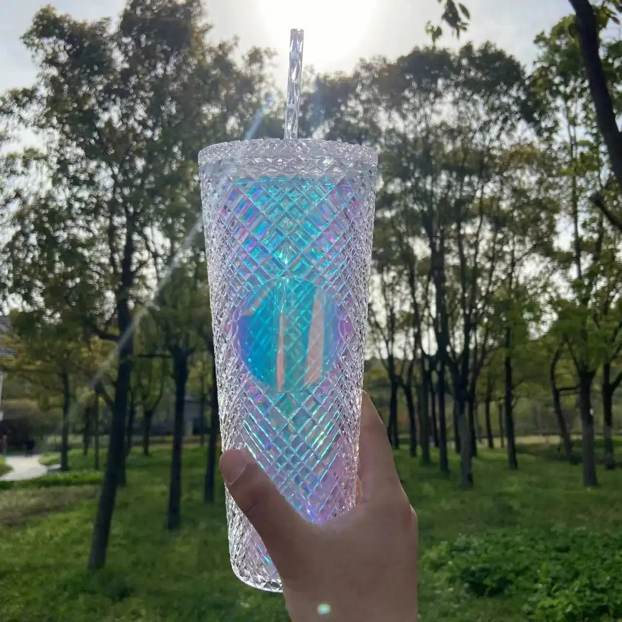 Бутылка для напитков 24oz с двойными стенками и соломинкой