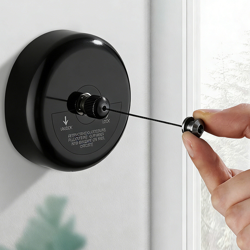 OEM ODM Custom Matte Black Retractable Clothesline, 304 Stainless Steel Invisible Steel Wire Clothes Drying Line for Home Furniture Hardware Customization