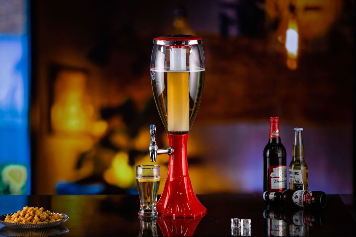 Wholesale Popular 1L 2L 3L 1 Taps Plastic Pet Soft Drink Draft Beer Beverage Dispenser Ice Tube Beer Tower for Night Club Bar Ktvs Club Parties