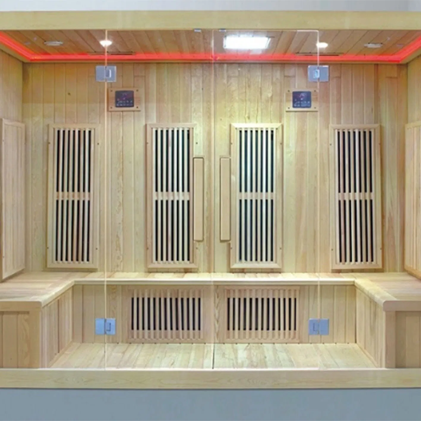 Waterproof 6-Person Combined Steam Sauna with Wood Finish