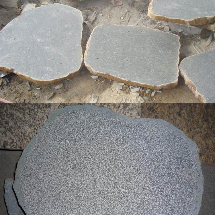 Flamed/Bush-Hammered Black Basalt Flagstone Pavers for Outdoor Garden Pavers