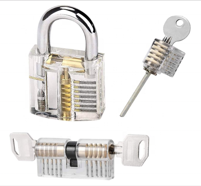Stainless Steel 17 Tools 3 Locks 3 Protective Cover Lock Pick Training Set