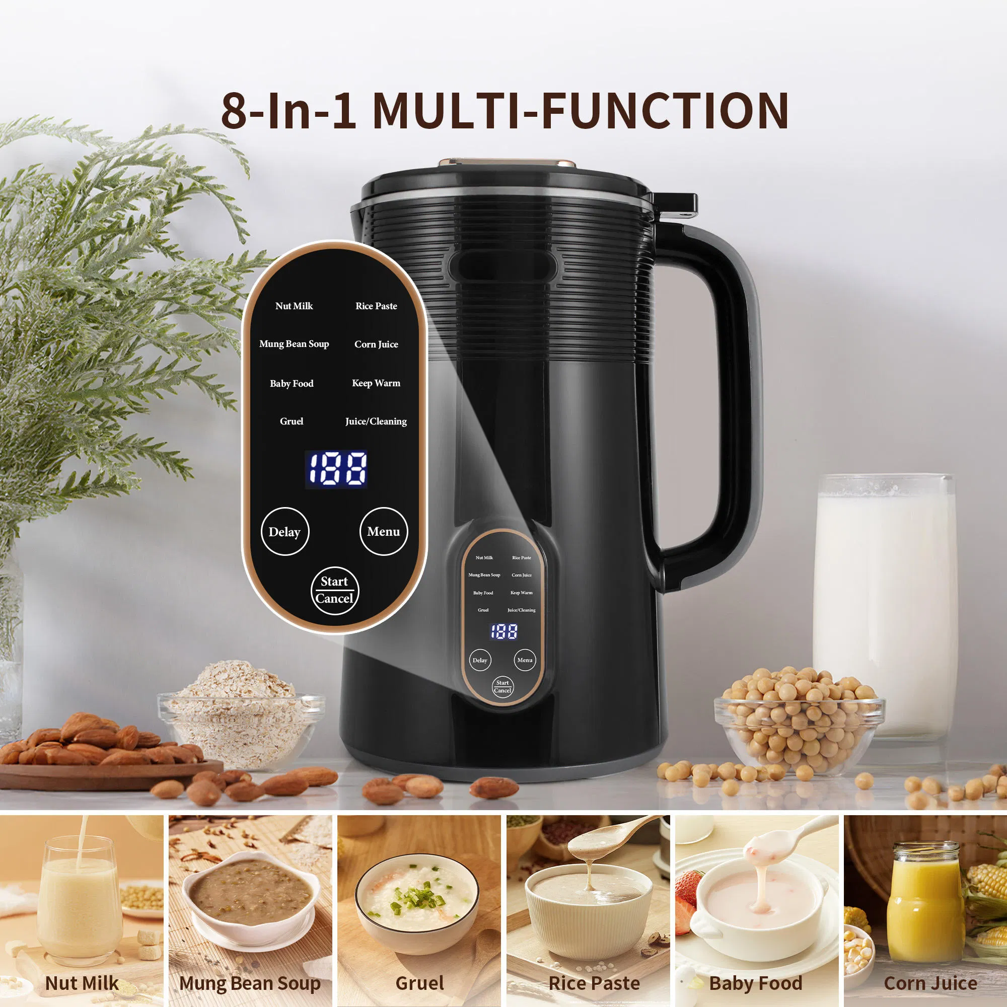 Gdor 8 in 1 Plant Based Milk Maker Machine Works Nut Milk Machine Soymilk Maker & Soup Maker Machine