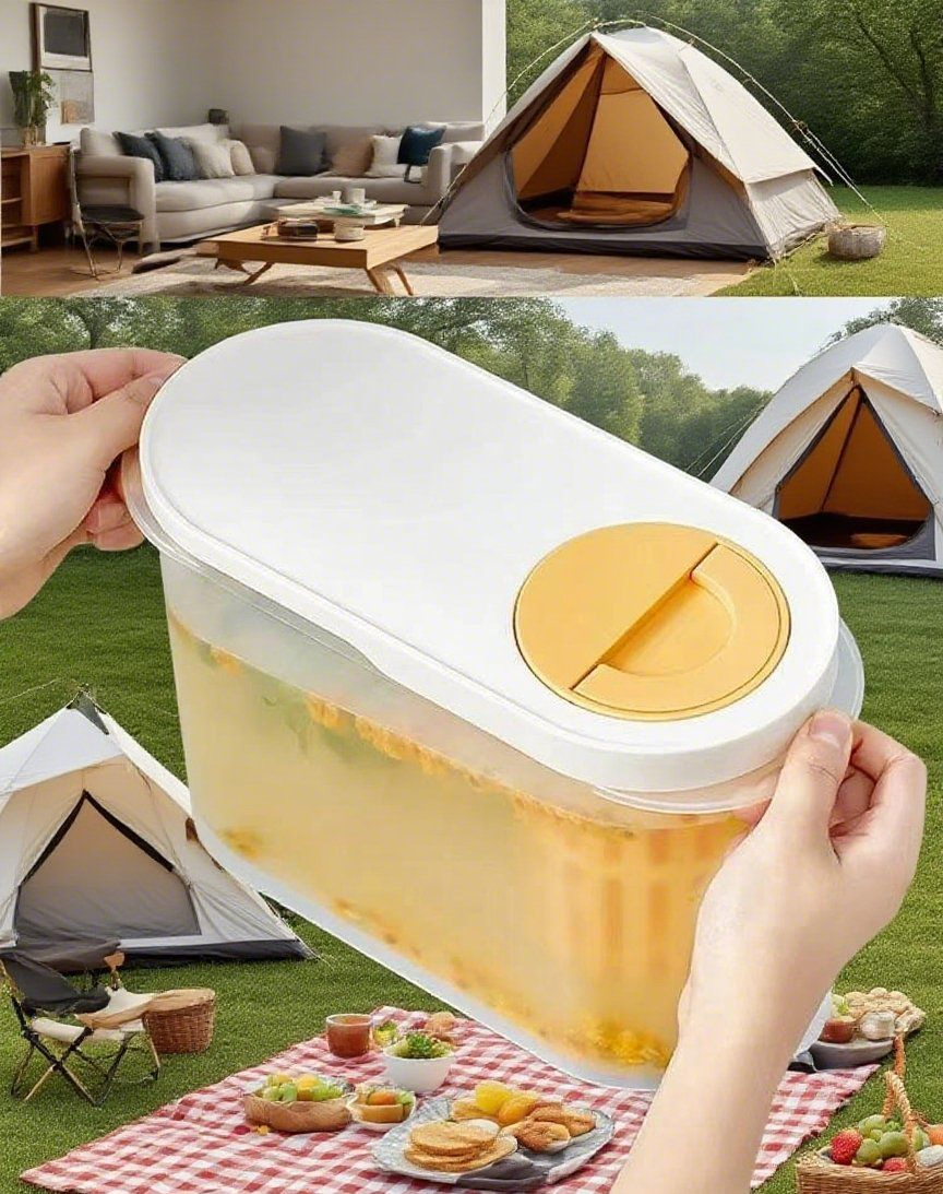 Жёлтый кувшин для сока с краном, большой объём