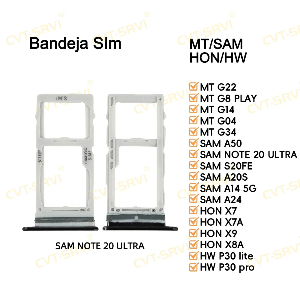 CVT-Srvi Wholesale Parts Replacement Bandeja SIM Para cellular Mobile Phone SIM Card Tray for Honor X7 X7a X9 X8a/Hw P30 Lite P30 PRO/Sam S20fe A20s A14 5g A24