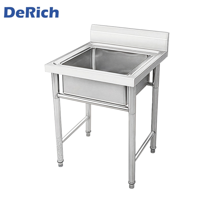 Derich Free Standing Single Bowl Commercial Stainless Steel Kitchen Sink for Restaurant Outdoor Washing Sink