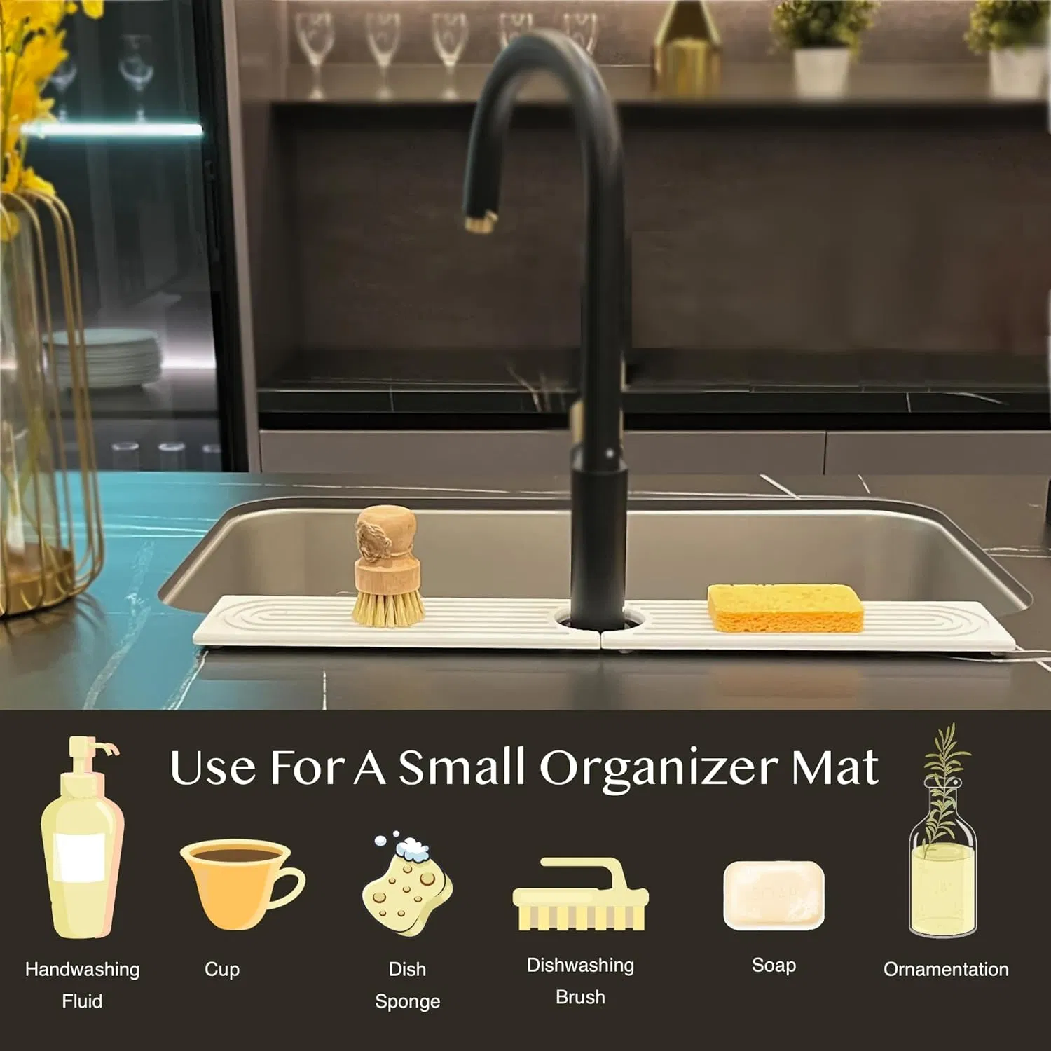 Faucet Drying Mat Stone Drying Mat for Kitchen Counter, Stone Mat Bathroom, Kitchen Mat, Sink Mat, Water Absorbing Stone Tray for Sink, Bathroom Stone Mat