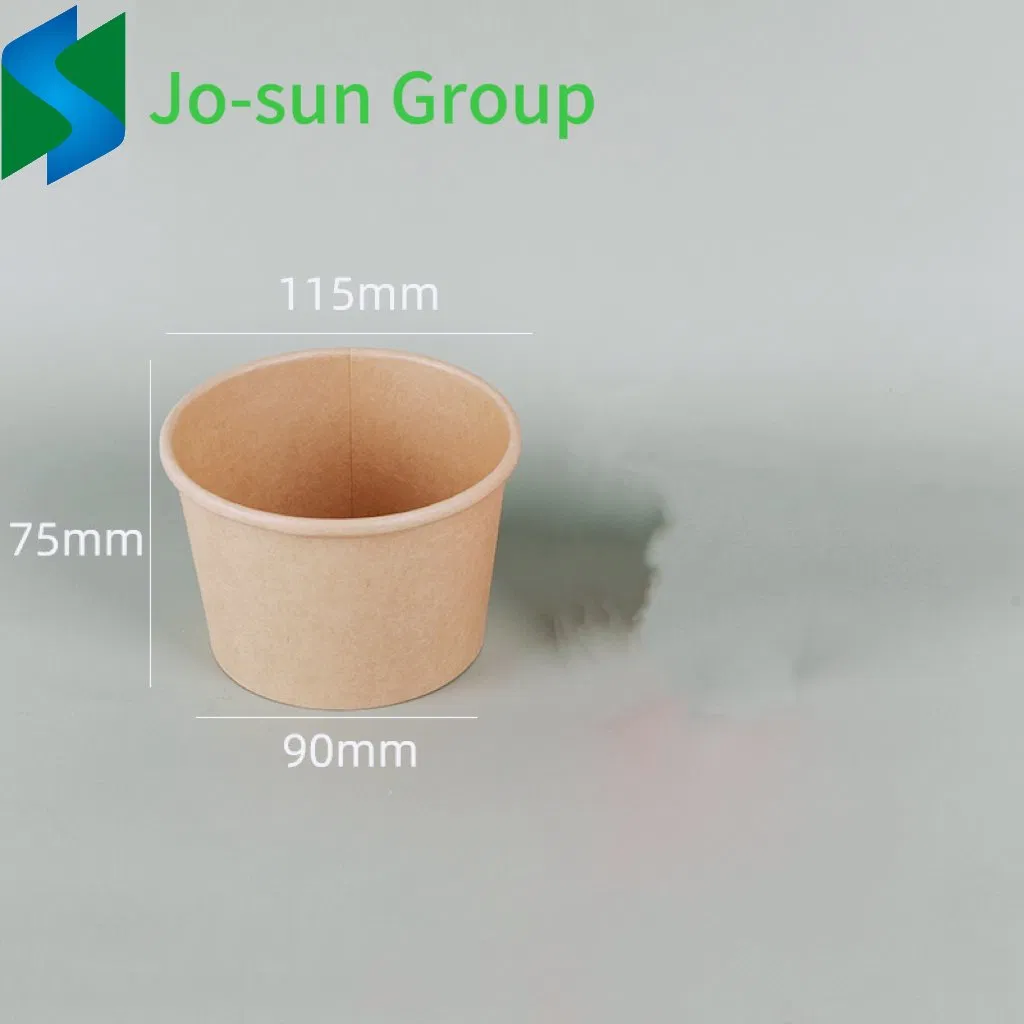Disposable Thickened Kraft Paper Custom Soup Cup Soup Bucket Takeout Packaging Porridge Bucket and Cup