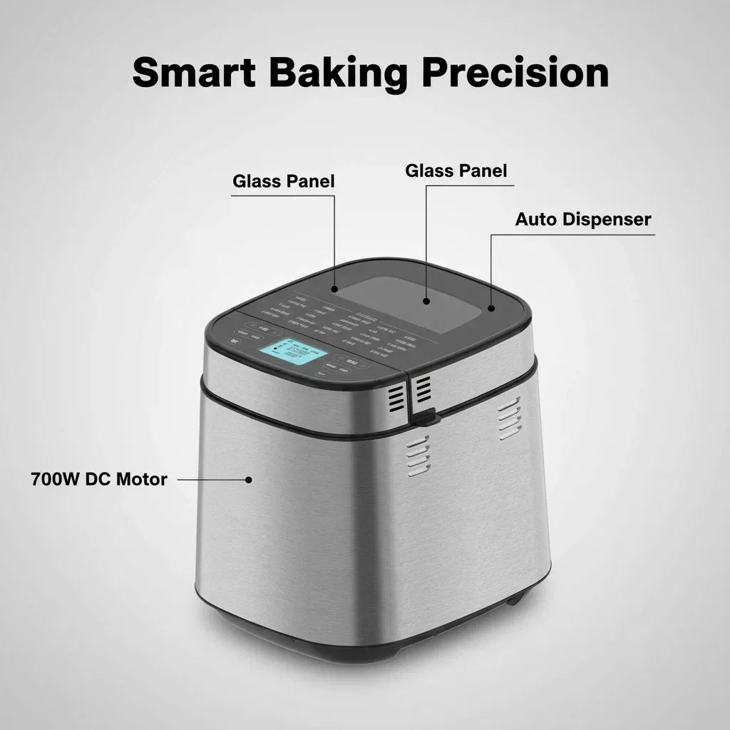 Bread Maker Machine Stainless Steel Automatic Bread Machine 3 Loaf Sizes