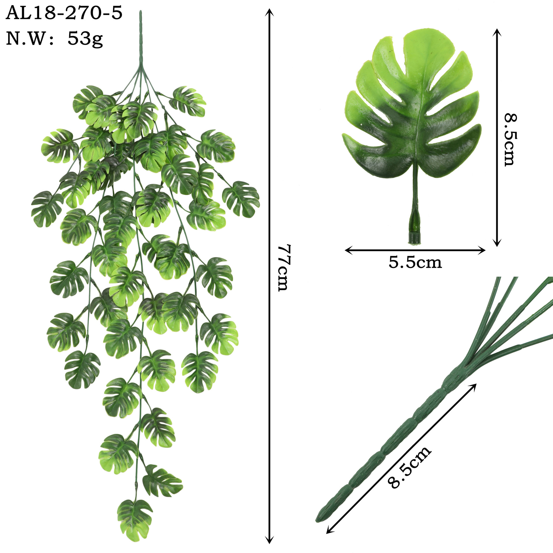 Плющ искусственный в подвесных горшках