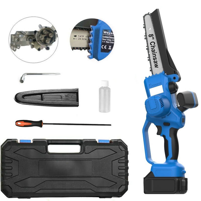 Aluminum Gearbox High Speed Brushless 21V Professional Battery Hand Chainsaw 8inch Garden Chain Saw