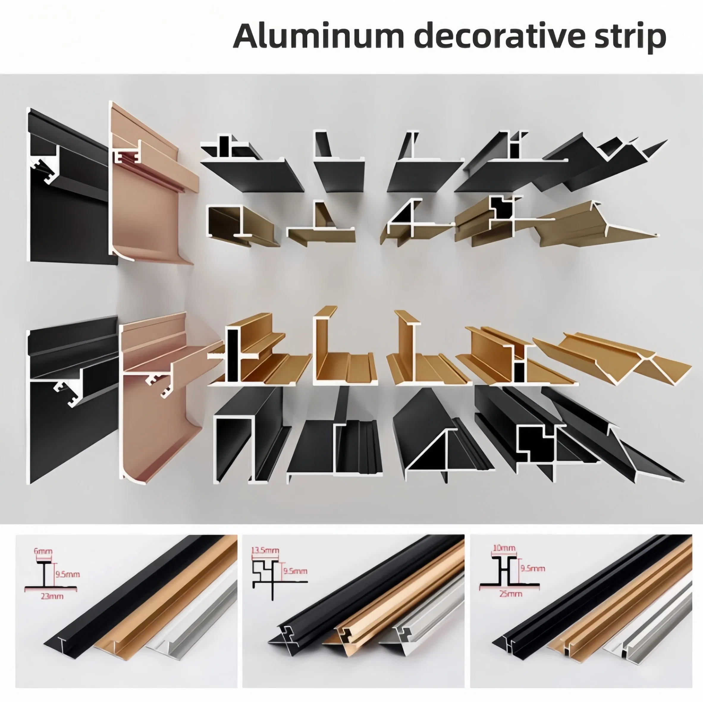 Decorative Edge Corner Aluminum Profile Tile Trim for Ceramic Flooring