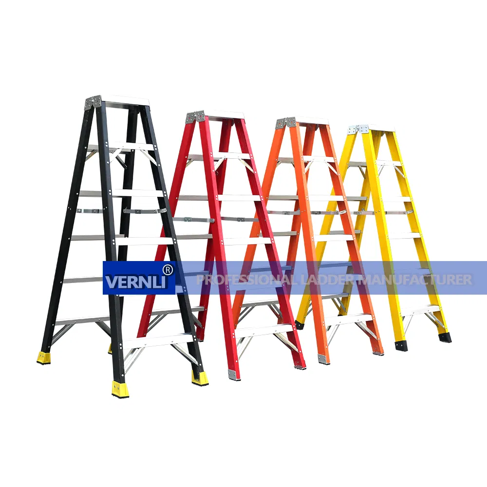 Best Seller 8FT Fiberglass Scissor Double Sided Stair Ladder with 150kg Loading and Double Rivets