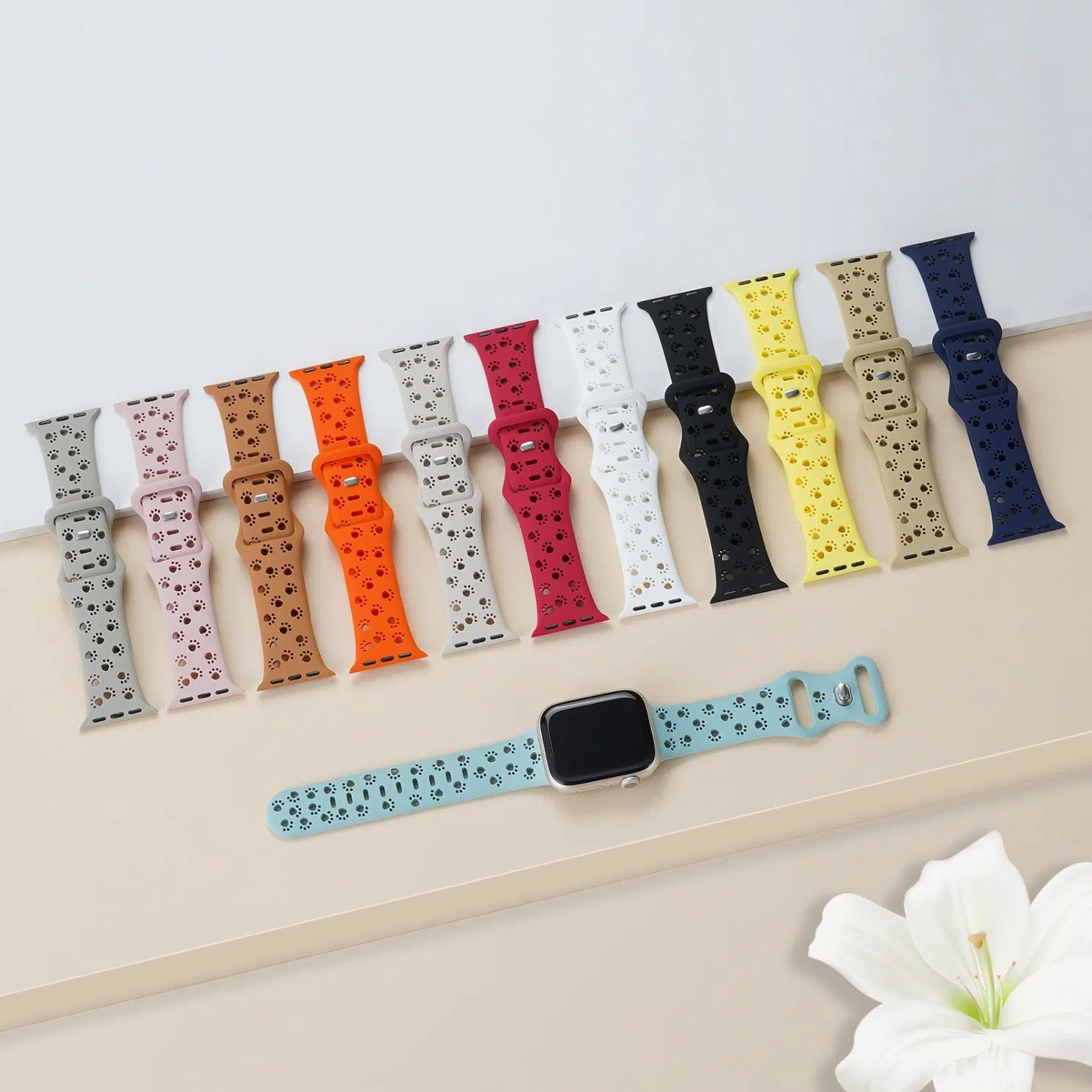 New Summer Hollow Cat Claw Soft Silicone Strap Watchband for Apple Watch