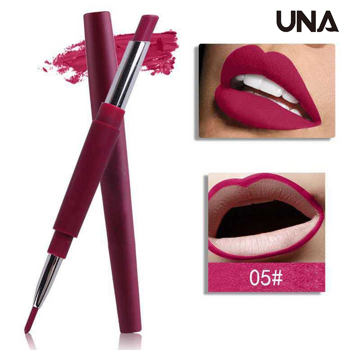 Vegan Double-Ended Long Lasting Matte Lipstick Red Lip Liner Pencil with Water Mineral Ingredients
