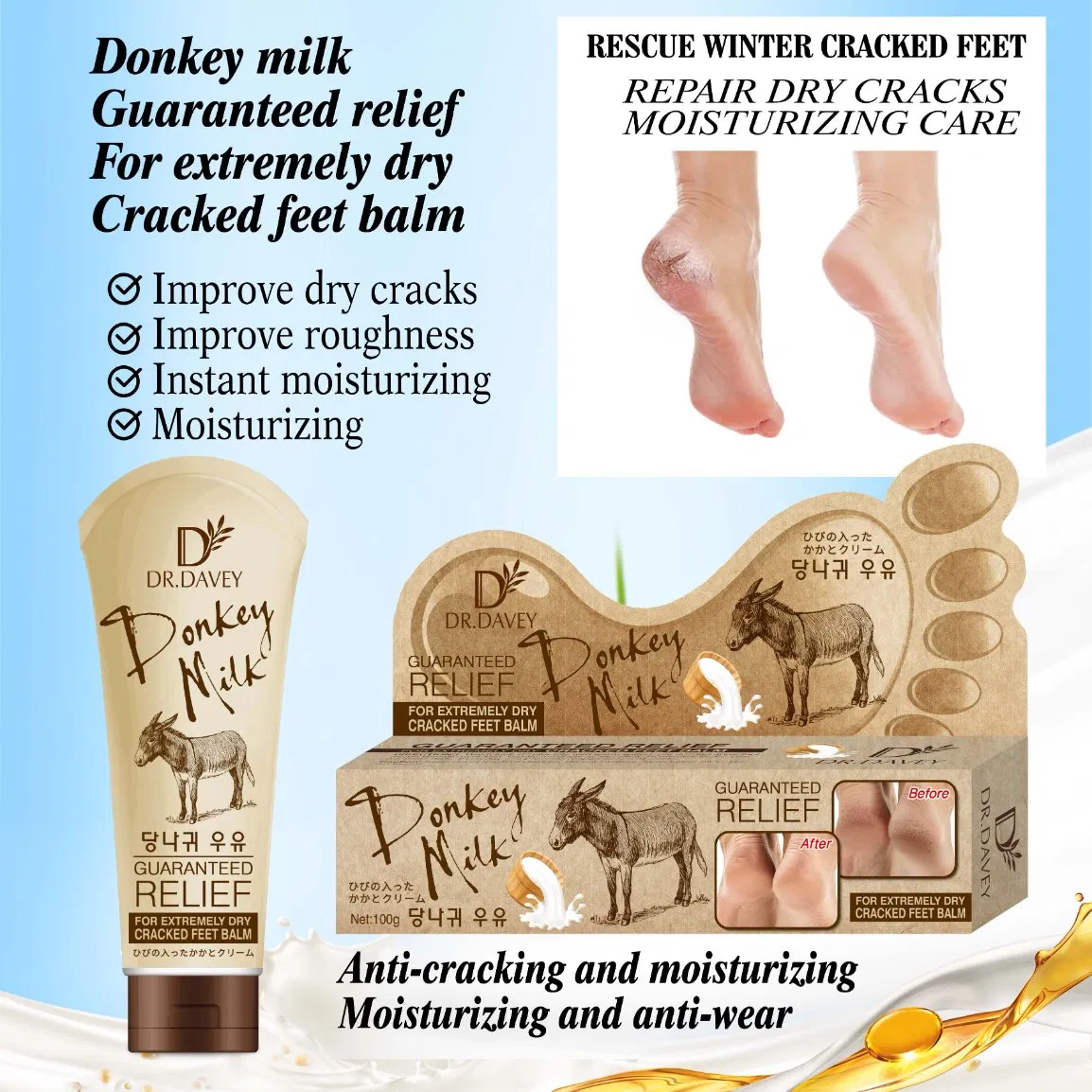 Dr. Davey Donkey Milk Heel Balm Foot Cream Massage Moisturizes